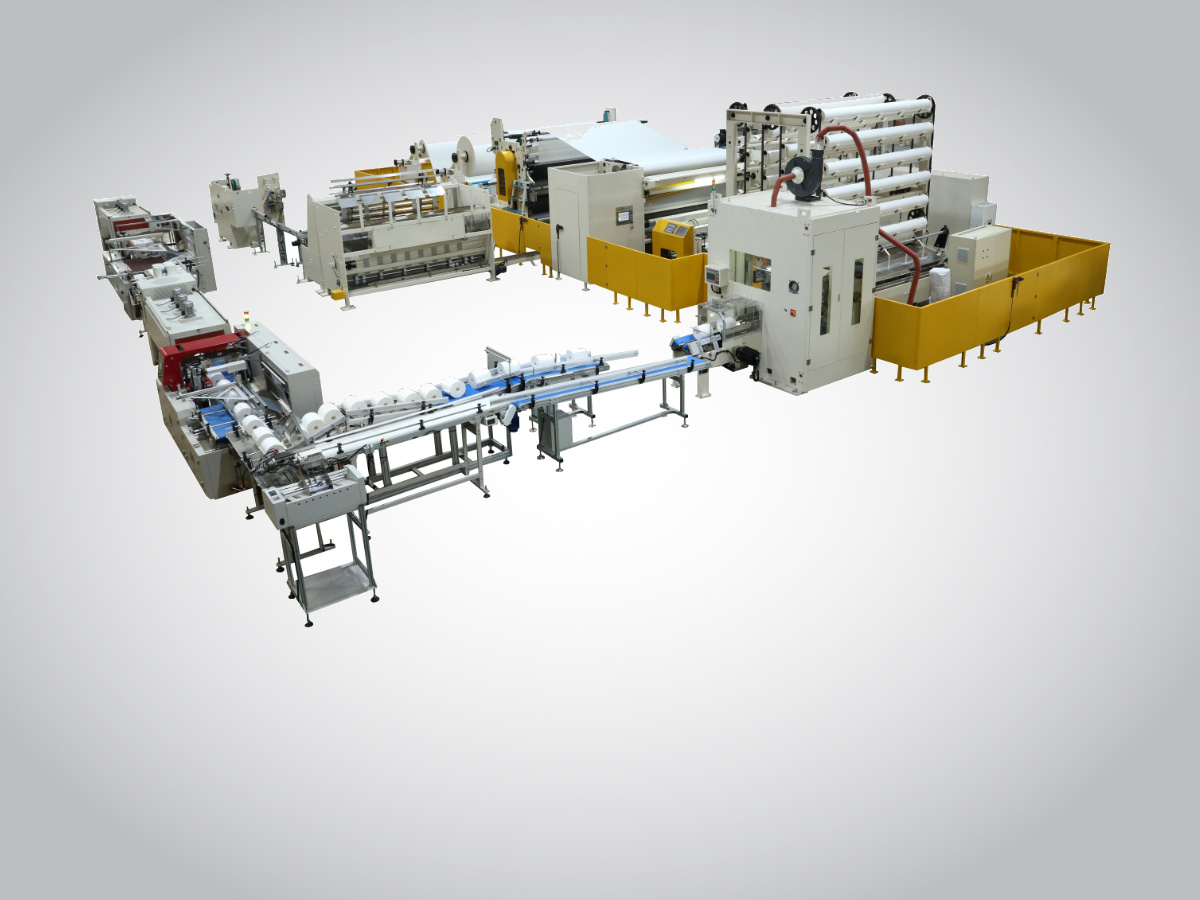 Non-stop rewinder tissue paper converting machine