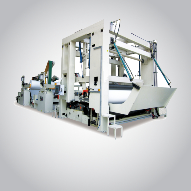 High-speed slitting rewinder machine for jumbo rolls
