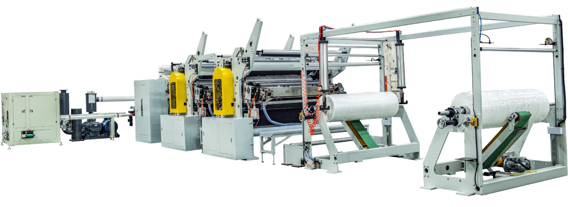 High-precision folding and stacking unit of the TB-HTV2800-AT hand towel machine for industrial tissue production.